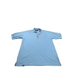 England 09 Mens XL Light Blue Polo Shirt With Embroidered Cross Patch Centered H